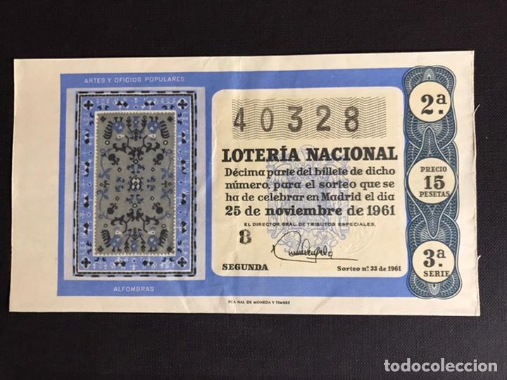 Nationale spanische Lotterie: Loteria A&ntilde;o 1961 sorteo 33