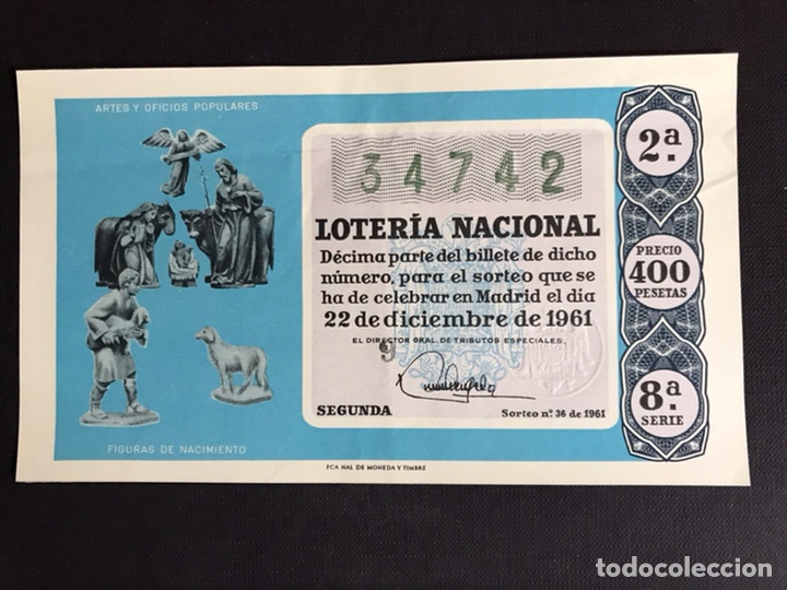 Nationale spanische Lotterie: Loteria A&ntilde;o 1961 sorteo 36 Navidad