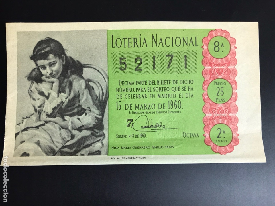 Nationale spanische Lotterie: Loteria A&ntilde;o 1960 sorteo 8