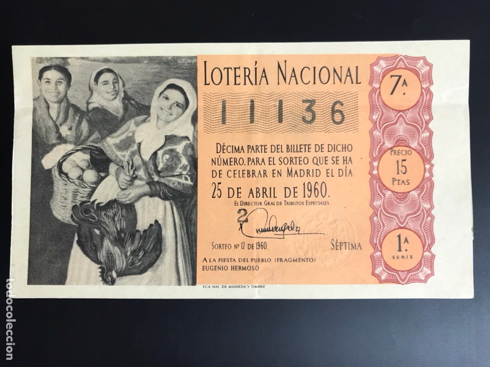 National Spanish Lottery: Loteria A&ntilde;o 1960 sorteo 12