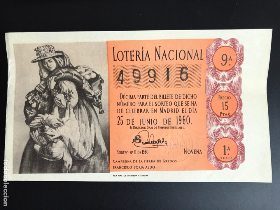National Spanish Lottery: Loteria A&ntilde;o 1960 sorteo 18