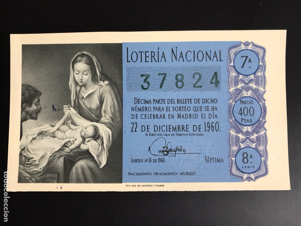 National Spanish Lottery: Loteria A&ntilde;o 1960 sorteo 36 Navidad