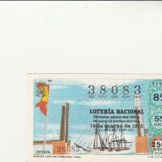 Loterie Nationale: LOTERIA NACIONAL 1973 SORTEO Nº 7 SERIE 5ª NUMERO CAPICUA 38083. Lote 196783283