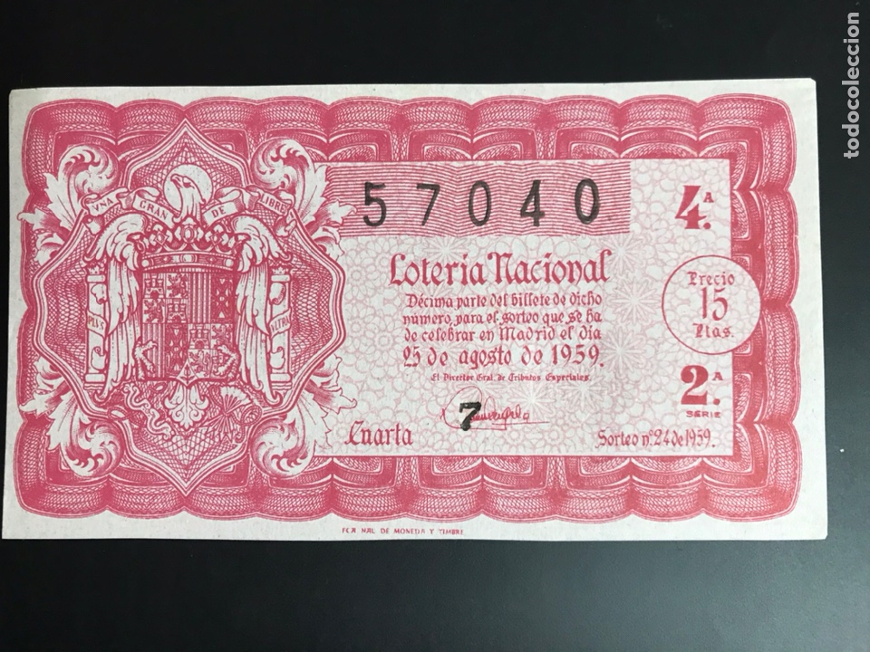 Loterie Nationale: Loteria A&ntilde;o 1959 sorteo 24