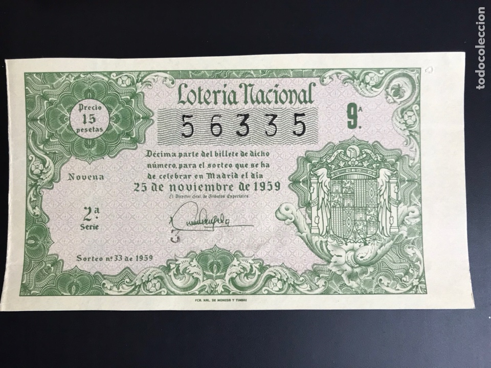 Loterie Nationale: Loteria A&ntilde;o 1959 sorteo 33