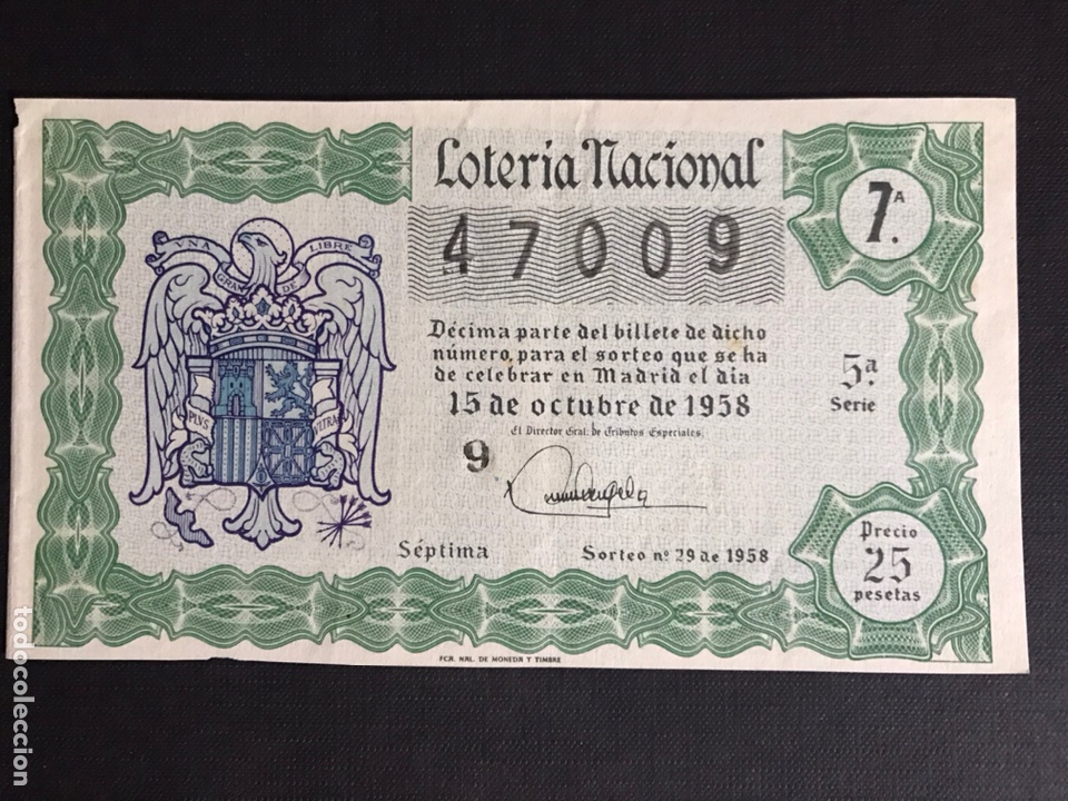 Nationale spanische Lotterie: Loteria A&ntilde;o 1958 sorteo 29