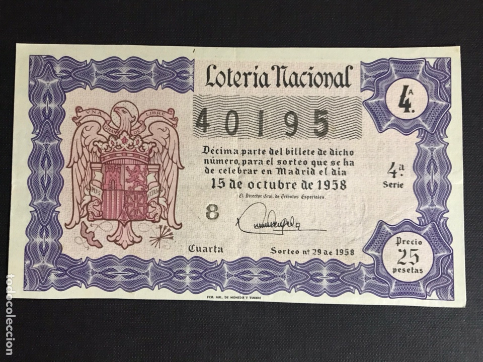 Lotteria Nationale Spagnola: Loteria A&ntilde;o 1958 sorteo 29