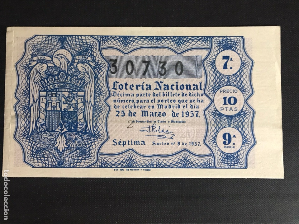 Lotteria Nationale Spagnola: Loteria A&ntilde;o 1957 sorteo 9