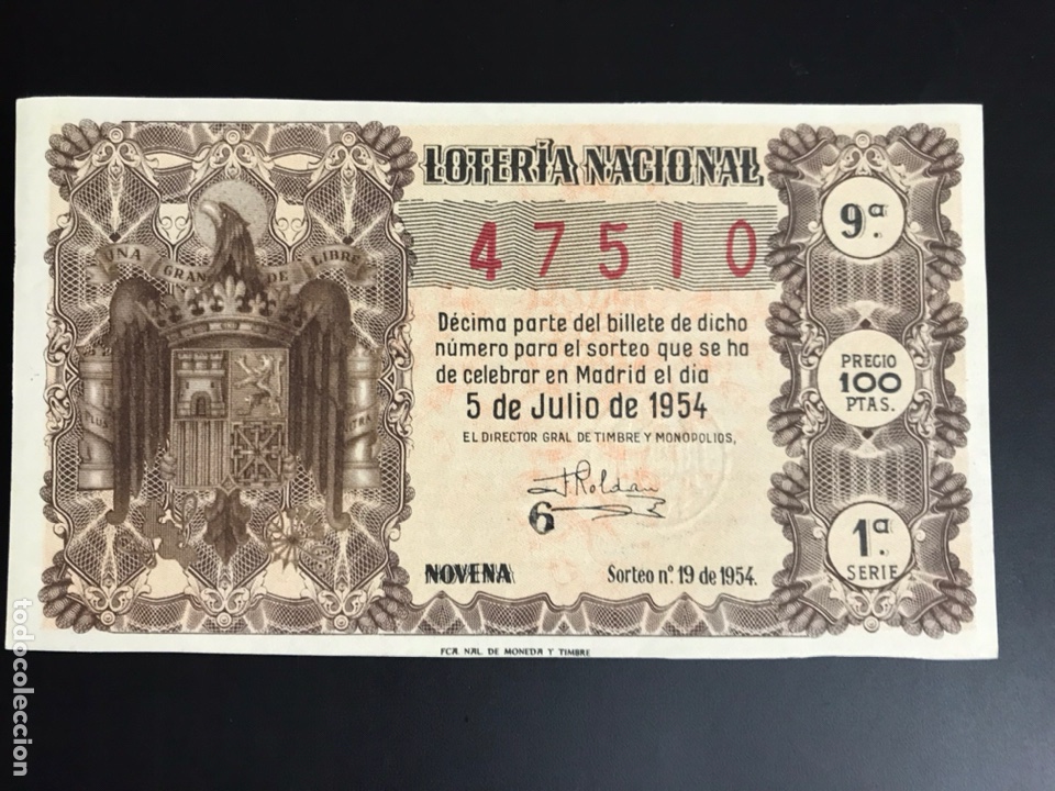 Loterie Nationale: Loteria A&ntilde;o 1954 sorteo 19