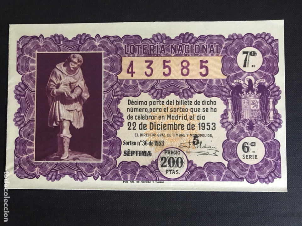 Loterie Nationale: Loteria A&ntilde;o 1953 sorteo 36 Navidad