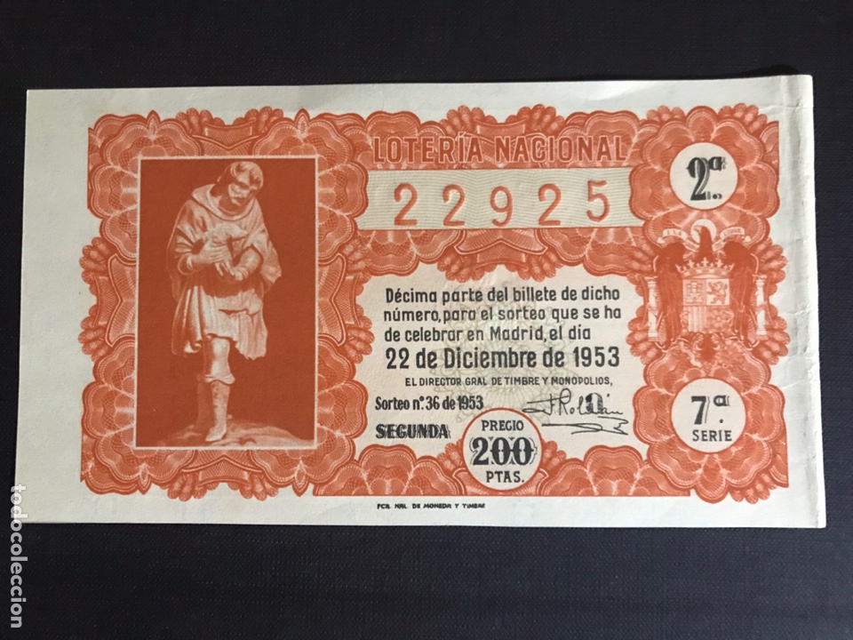 Loterie Nationale: Loteria A&ntilde;o 1953 sorteo 36 Navidad