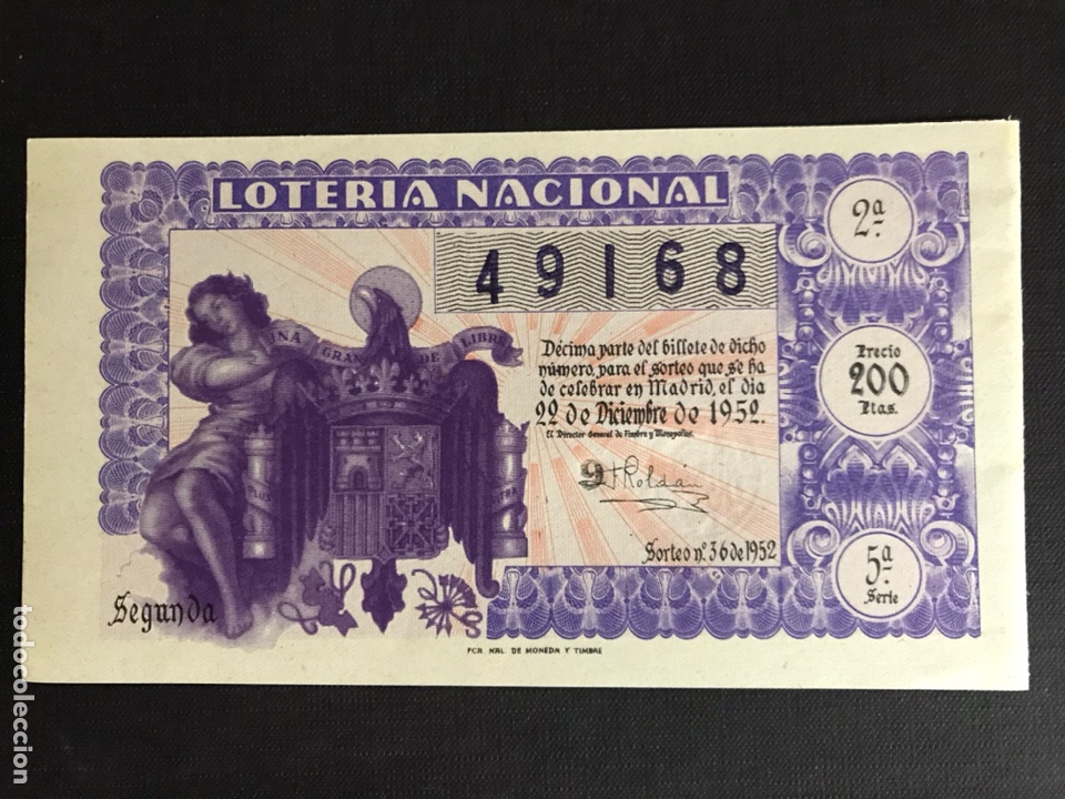Loterie Nationale: Loteria A&ntilde;o 1952 sorteo 36 Navidad