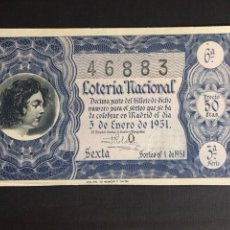 Lotería Nacional: LOTERIA AÑO 1951 SORTEO 1