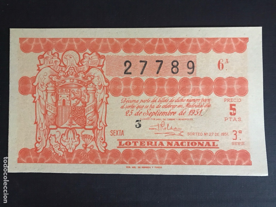 National Spanish Lottery: Loteria A&ntilde;o 1951 sorteo 27