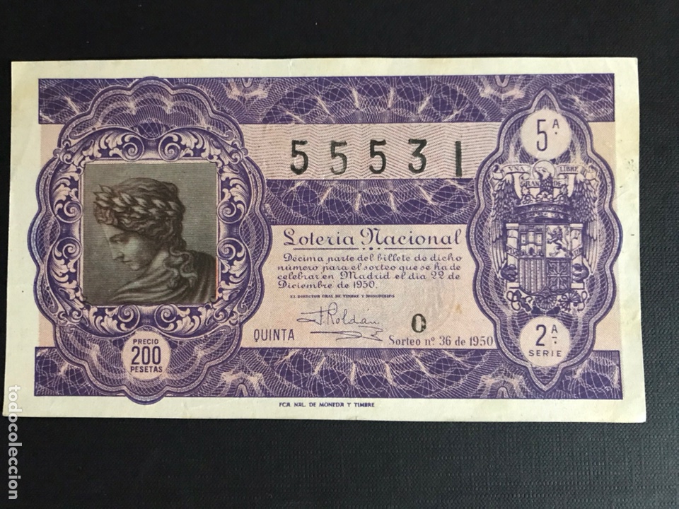 Nationale spanische Lotterie: Loteria A&ntilde;o 1950 sorteo 36 Navidad
