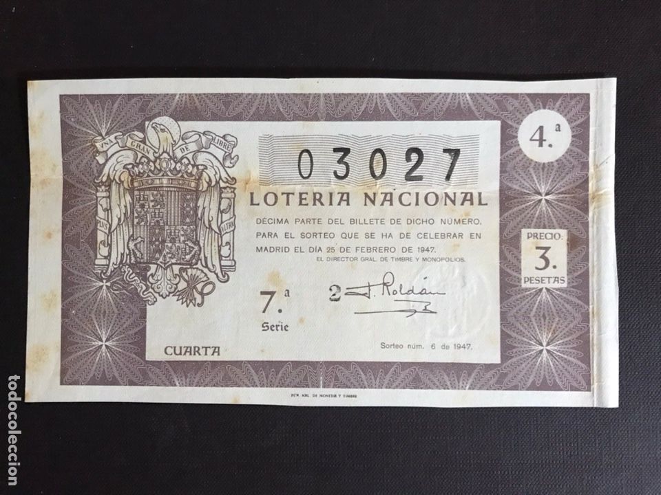 National Spanish Lottery: Loteria A&ntilde;o 1947 sorteo 6