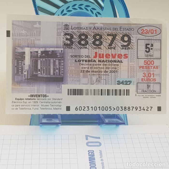 Lotteria Nationale Spagnola: LOTER&Iacute;A NACIONAL, JUEVES, SORTEO 23/01, 22 MARZO 2001, INVENTOS, EQUIPO ROTATORIO, N&ordm; 38879