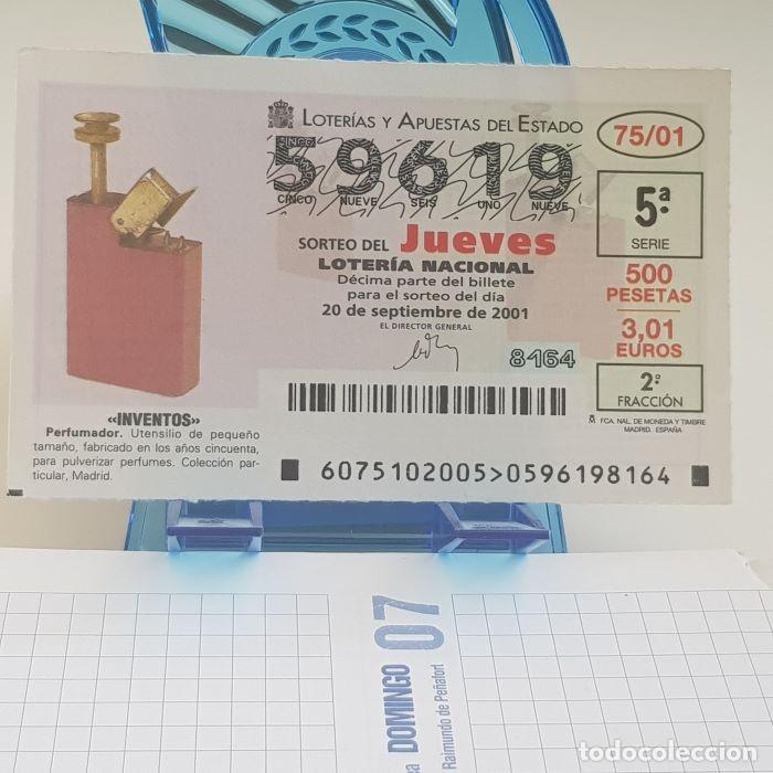 Lotteria Nationale Spagnola: LOTER&Iacute;A NACIONAL, JUEVES, SORTEO 75/01, 20 SEPTIEMBRE 2001, INVENTOS, PERFUMADOR, N&ordm; 59619