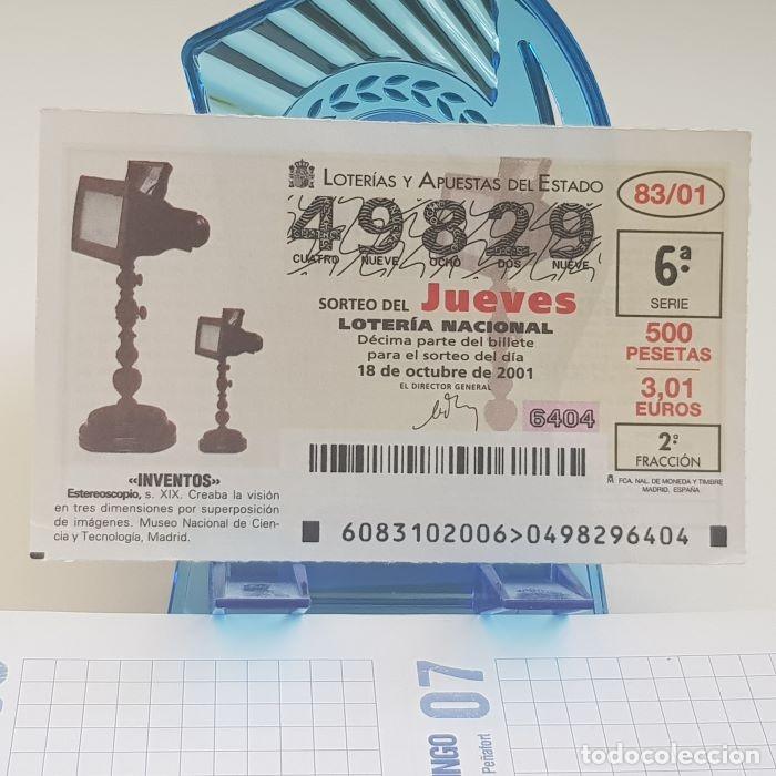 Lotteria Nationale Spagnola: LOTER&Iacute;A NACIONAL, JUEVES, SORTEO 83/01, 18 OCTUBRE 2001, INVENTOS, ESTEREOSCOPIO, N&ordm; 49829