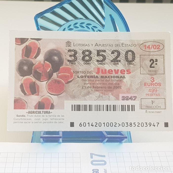 National Spanish Lottery: LOTER&Iacute;A NACIONAL, JUEVES, SORTEO 14/02, 21 FEBRERO 2002, AGRICULTURA, SAND&Iacute;A, N&ordm; 38520