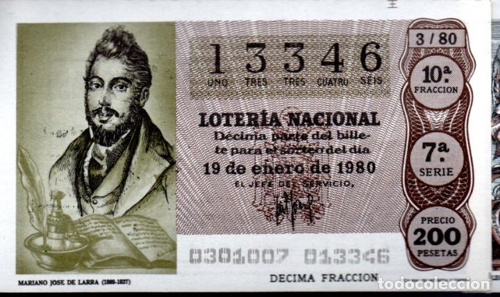 Loter&iacute;a Nacional: LOTER&Iacute;A NACIONAL - SORTEO 3/80 - MARIANO JOS&Eacute; DE LARRA (1809-1837)
