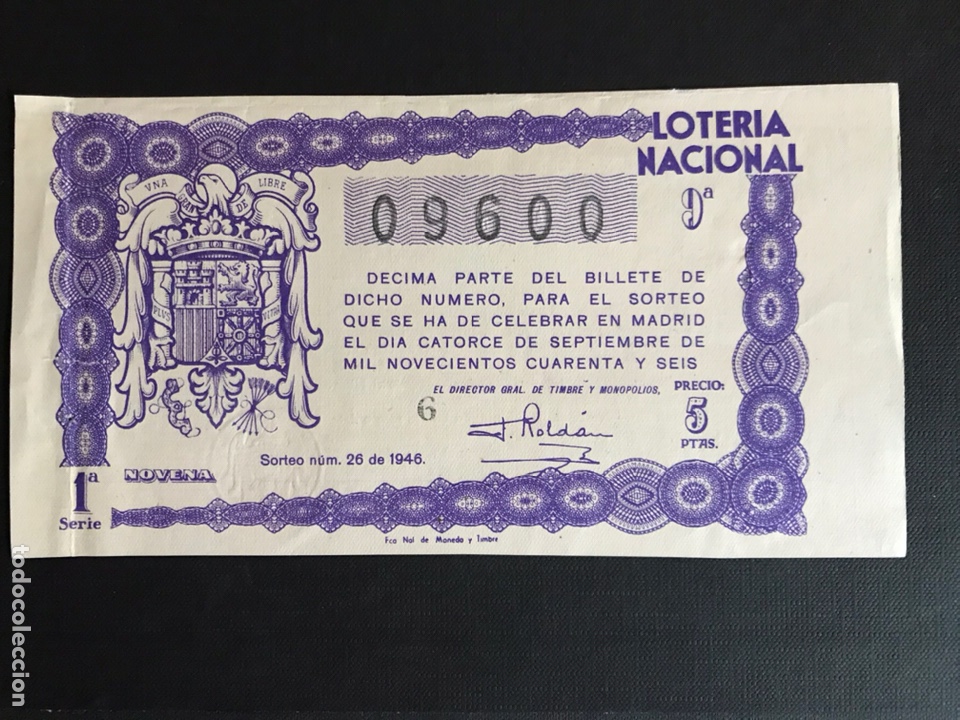 National Spanish Lottery: Loteria A&ntilde;o 1946 sorteo 26