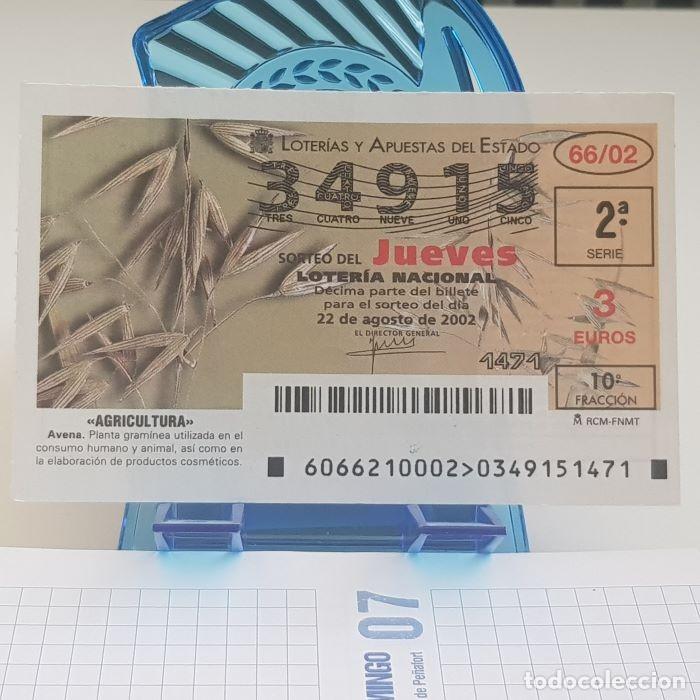 National Spanish Lottery: LOTER&Iacute;A NACIONAL, JUEVES, SORTEO 66/02, 22 AGOSTO 2002, AGRICULTURA, AVENA, N&ordm; 34915
