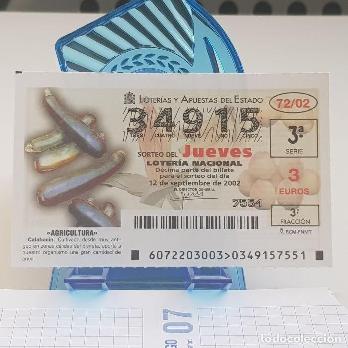 National Spanish Lottery: LOTER&Iacute;A NACIONAL, JUEVES, SORTEO 72/02, 12 SEPTIEMBRE 2002, AGRICULTURA, CALABAC&Iacute;N, N&ordm; 34915