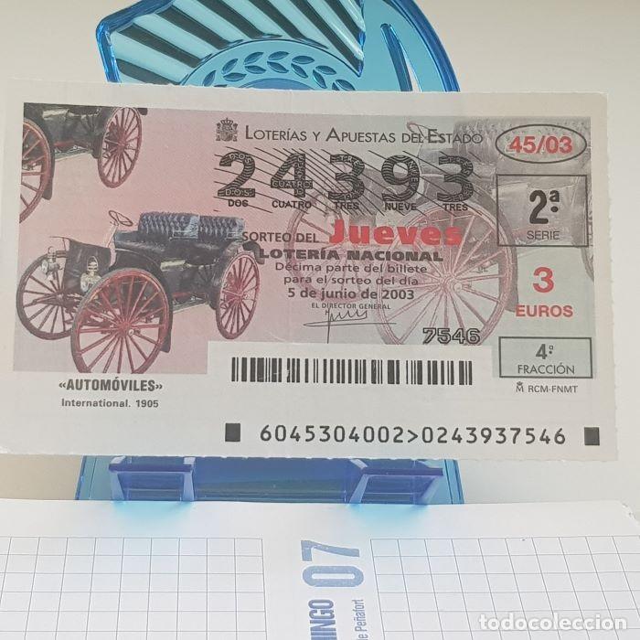 Lotteria Nationale Spagnola: LOTER&Iacute;A NACIONAL, JUEVES, SORTEO 45/03, 5 JUNIO 2003, AUTOM&Oacute;VILES, INTERNATIONAL 1905, N&ordm; 24393,LEER