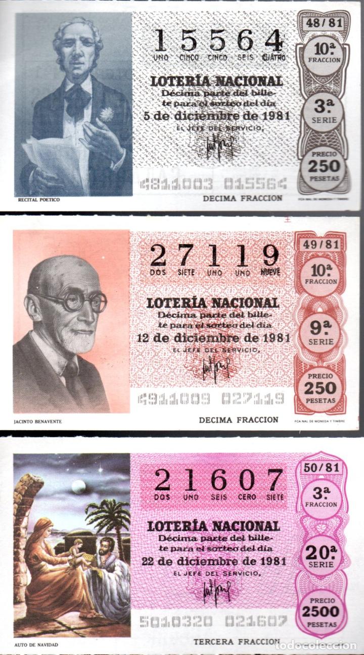 Loter&iacute;a Nacional: LOTERIA NACIONAL - A&Ntilde;O 1981-SORTEOS 48,49 y 50-RECITAL PO&Eacute;TICO, JACINTO BENAVENTE Y AUTO DE NAVIDAD