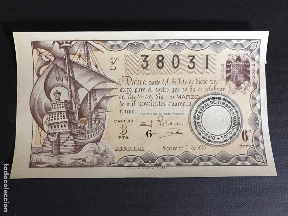 National Spanish Lottery: Loteria A&ntilde;o 1941 sorteo 7