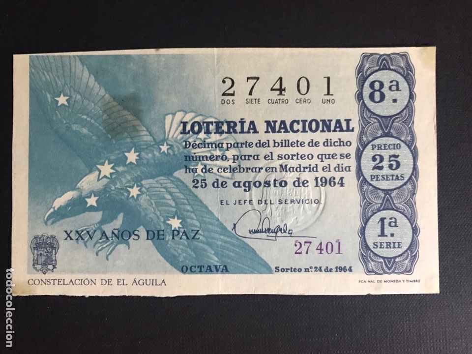 Lotteria Nationale Spagnola: Loteria A&ntilde;o 1964 sorteo 24