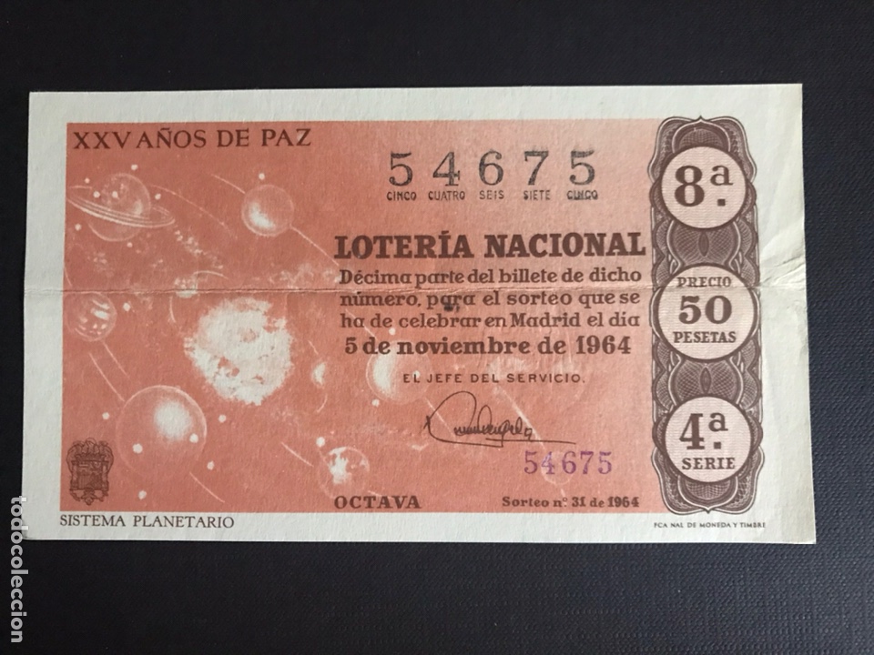 Nationale spanische Lotterie: Loteria A&ntilde;o 1964 sorteo 31