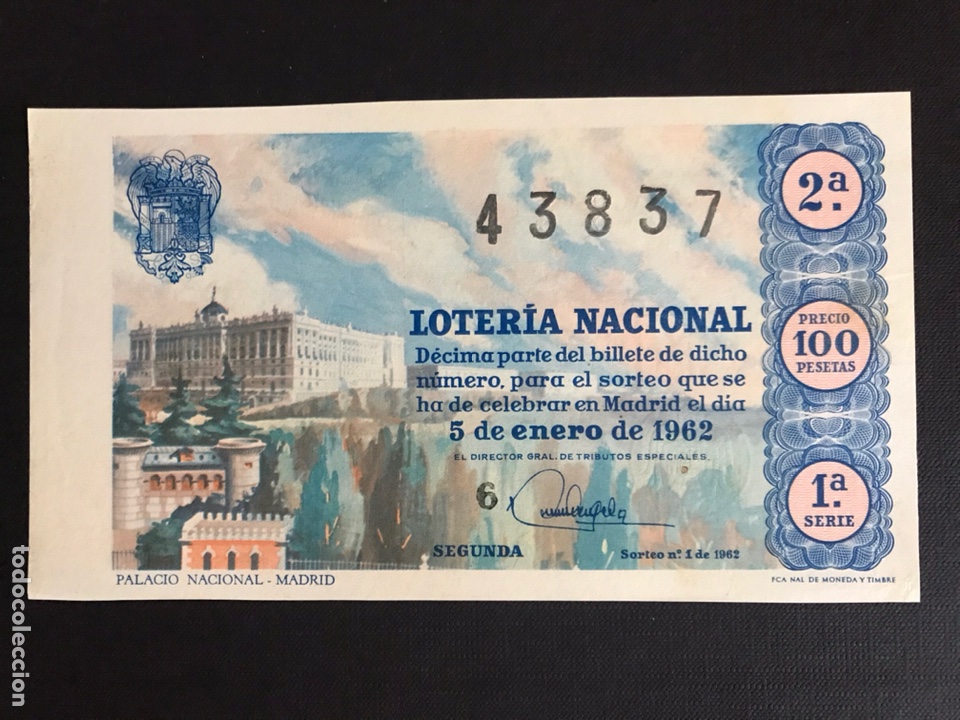 Nationale spanische Lotterie: Loteria A&ntilde;o 1962 sorteo 1