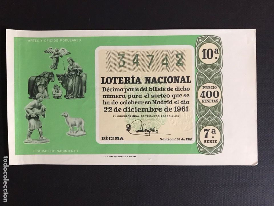 Loter&iacute;a Nacional: Loteria A&ntilde;o 1961 sorteo 36 Navidad