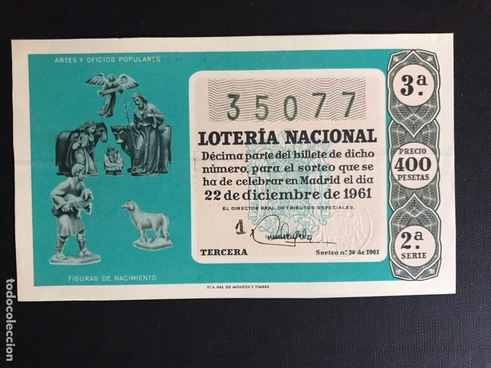 Loter&iacute;a Nacional: Loteria A&ntilde;o 1961 sorteo 36 Navidad