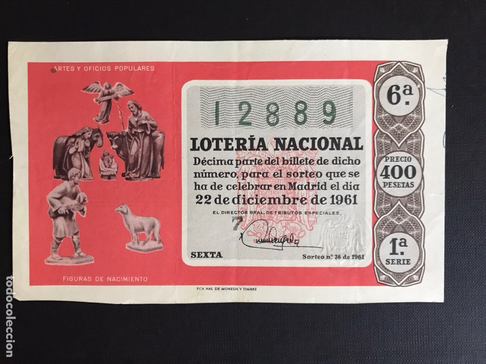 Loter&iacute;a Nacional: Loteria A&ntilde;o 1961 sorteo 36 Navidad