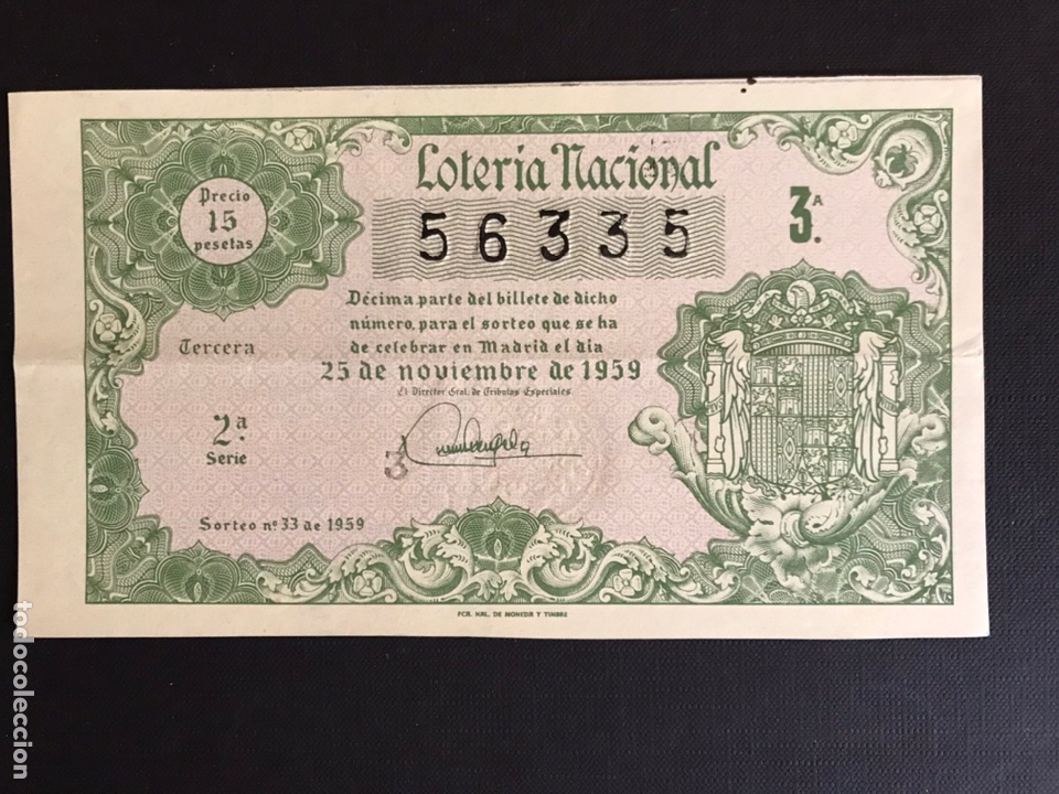 National Spanish Lottery: Loteria A&ntilde;o 1959 sorteo 33