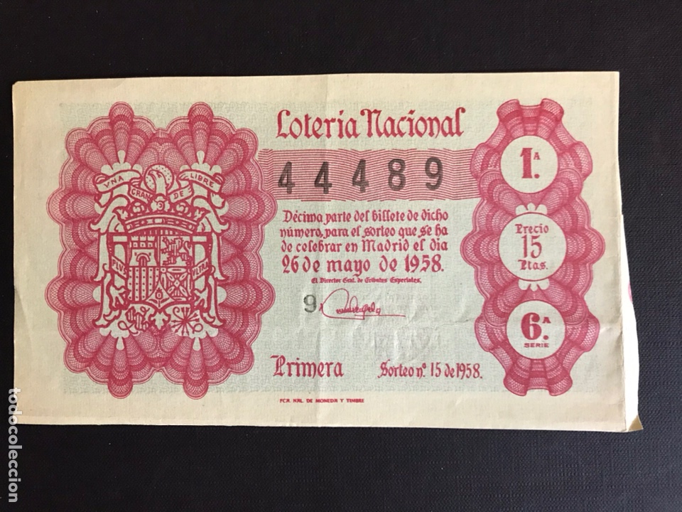 National Spanish Lottery: Loteria A&ntilde;o 1958 sorteo 15