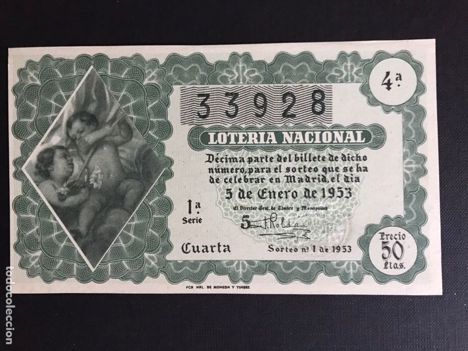 National Spanish Lottery: Loteria A&ntilde;o 1953 sorteo 1 Serie 1