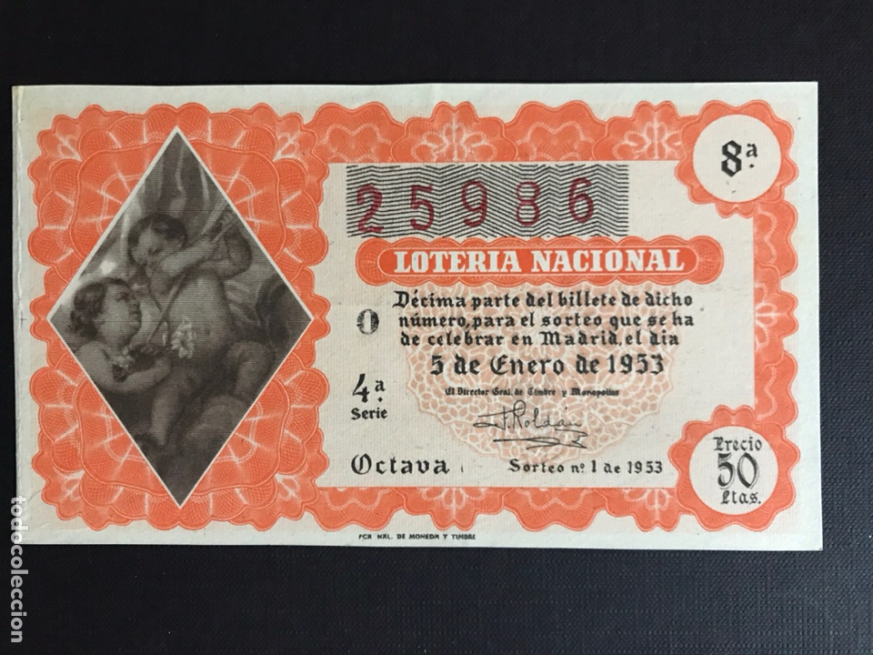 National Spanish Lottery: Loteria a&ntilde;o 1953 sorteo 1 Serie 4