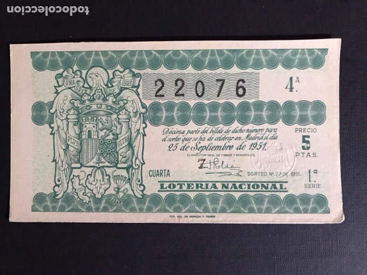 Loterie Nationale: Loteria A&ntilde;o 1951 sorteo 27 serie 1