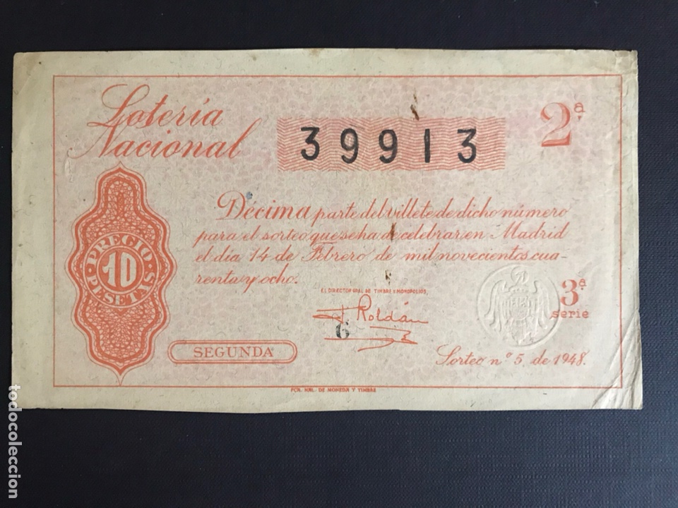 National Spanish Lottery: Loteria A&ntilde;o 1948 sorteo 5