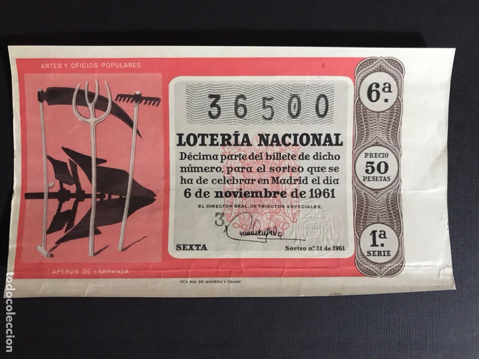 National Spanish Lottery: Loteria A&ntilde;o 1961 sorteo 31