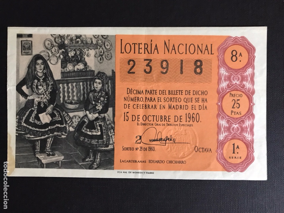 National Spanish Lottery: Loteria A&ntilde;o 1960 sorteo 29