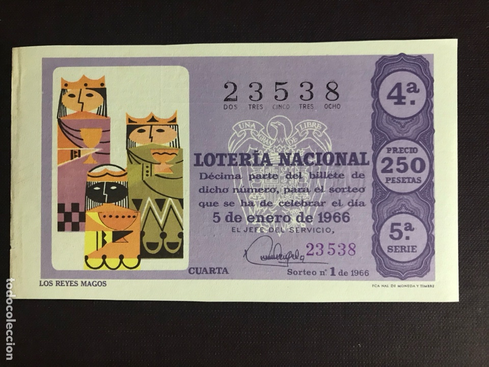 National Spanish Lottery: Loteria A&ntilde;o 1966 sorteo 1