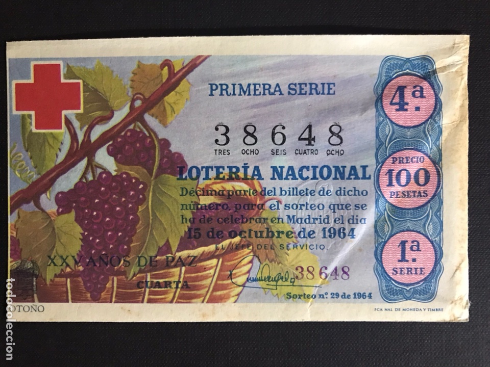 Nationale spanische Lotterie: Loteria A&ntilde;o 1964 sorteo 29