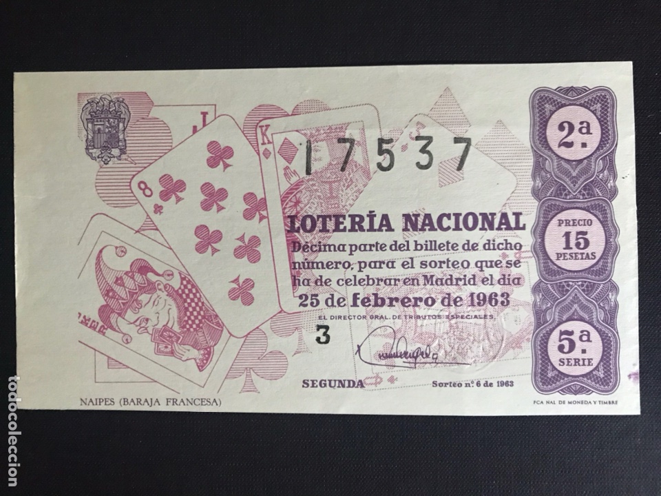 National Spanish Lottery: Loteria A&ntilde;o 1963 sorteo 6