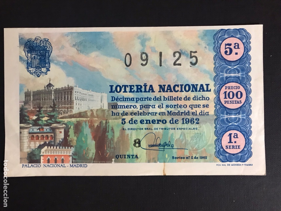 Nationale spanische Lotterie: Loteria A&ntilde;o 1962 sorteo 1