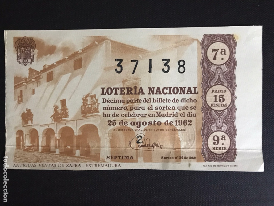National Spanish Lottery: Loteria A&ntilde;o 1962 sorteo 24